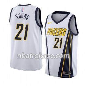Män Indiana Pacers Tröja Thaddeus Young 21 2018-19 Nike Vit Swingman